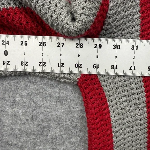 BDG Urban Outfitters Red Grey Striped Open Knit Polo Sweater Womens XS New - Picture 11 of 11